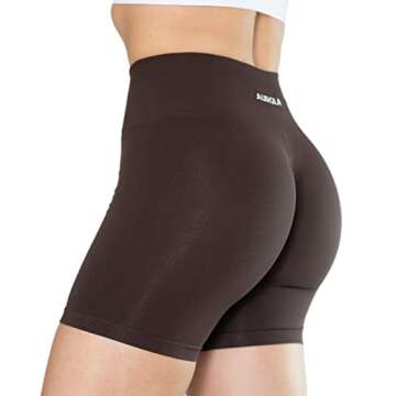 AUROLA Intensify Workout Shorts for Women Seamless Scrunch Short Gym Yoga Running Sport Active Exercise Fitness Shorts(S,Chocolate Plum)