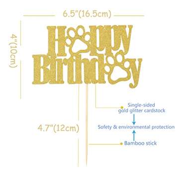LeeLeeAn Happy Birthday Dog Paw Cake Topper for Parties