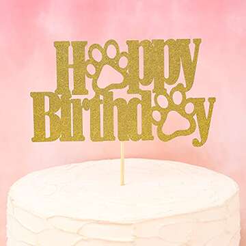 LeeLeeAn Happy Birthday Dog Paw Cake Topper for Parties
