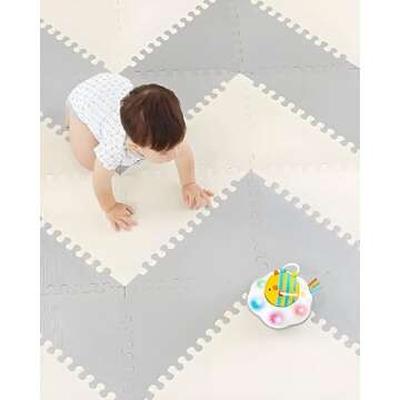 Soft Non-Toxic Baby Play Mat | Toddler Playmat | 72 Pcs 51.2 in x 64 in | Colorful Jigsaw Puzzle PlayMatFoam Floor Mats for Kids & Babies | EVA Foam Interlocking Tiles for Gym, Nursery, Playroom