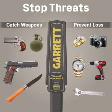 Garrett Super Scanner V Metal Detector for Adults Professional, Made in The USA, Security Wand, Scans All Metals