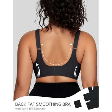 OEAK Womens Wireless Bras V Mesh Comfortable Bralette Supportive Tshirt Bra No Underwire Seamless Push Up Everyday Bras Black S