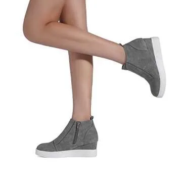 DREAM PAIRS Platform Wedge Sneakers Ankle Booties for Women