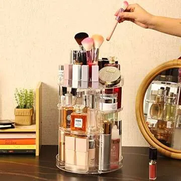 Cq Acrylic 360 Degree Rotating Makeup Organizer for Vanity