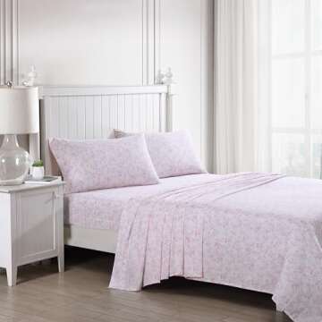 Laura Ashley Home Queen Sheet Set, Soft Sateen Cotton Bedding Set - Sleek, Smooth, & Breathable,Bell...