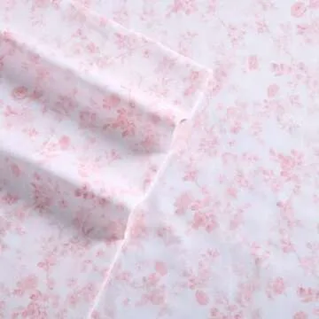 Laura Ashley Home Queen Sheet Set, Soft Sateen Cotton Bedding Set - Sleek, Smooth, & Breathable,Bella Pink
