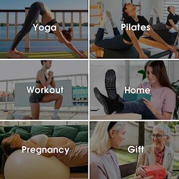 Purplepig 3 Pairs Grip Pilates Socks Non-Slip Yoga Socks for Women Pilates, Pure Barre, Barefoot Workout, Pregnancy, Hospital
