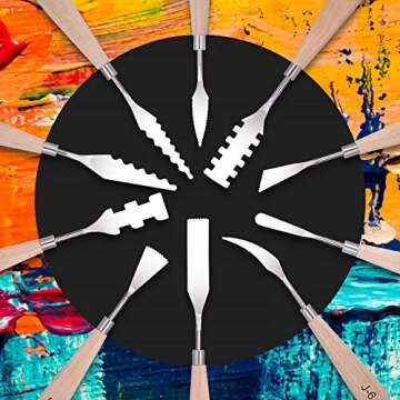 Togood 10pcs Stainless Steel Spatula Palette Knives For Artists, Art Tools For Oil Painting Acrylic Mixing Special Effects, Wooden handle