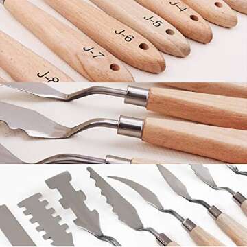 Togood 10pcs Stainless Steel Spatula Palette Knives For Artists, Art Tools For Oil Painting Acrylic Mixing Special Effects, Wooden handle