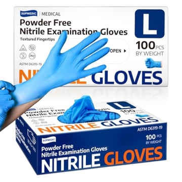 Supmedic Nitrile Exam Gloves - Disposable Medical Gloves, Box of 100