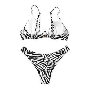 Verdusa Women's Sexy Triangle Bathing Two Pieces Swimsuit Bikini Set Zebra Print S