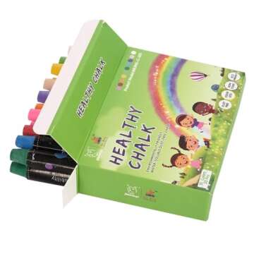 PHILODOGS Healthy Dustless Sidewalk Chalk With Paper Holder - 20 Colored Pieces for Non-Toxic Outdoo...