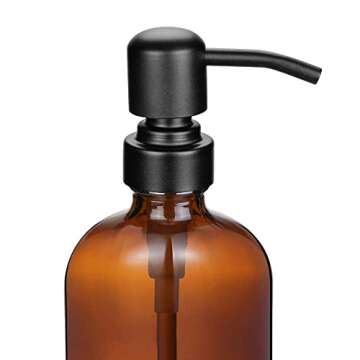 Amber Glass Soap Dispenser with Matte Black Pump