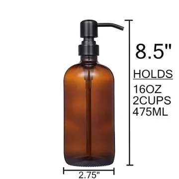 Amber Glass Soap Dispenser with Matte Black Pump