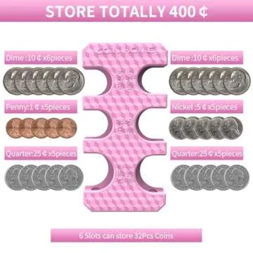 Coin Holder for Car, Silicone Coin Organizer Change Holder for Car, Portable Storage 32 Coins Includ...