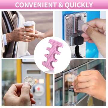 Coin Holder for Car, Silicone Coin Organizer Change Holder for Car, Portable Storage 32 Coins Include Penny, Nickel, Dime and Quarter, Pink