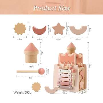 Wooden Baby Activity Cube for Toddlers 1 Year Old,5 in 1 Shape Sorter Abacus Beads Montessori Toys for Baby Girl 6 Months+, Early Educational Learning Toy for Girls 1 Year Up