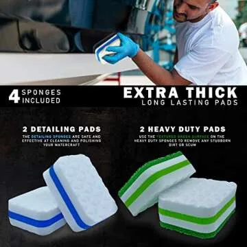 WavesRx Marine Grime & Scuff Remover Pads (Boat Erasers) | Cleaning & Polishing Sponges for Jet Boats & Skis | Boat Accessories, Marine Boat Cleaner Remove Dirt, Deck Marks, Scratches & Black Streaks