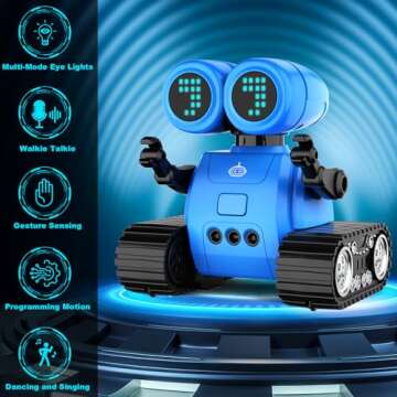 Hamourd Robot Toys for Boys Girls, Emo Robot with Walkie-Talkie Function, Gesture Sensing, Flexible ...