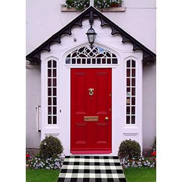 Cotton Buffalo Check Rugs Front Porch Rug Doormat 2' x 3' Plaid Rug Outdoor Buffalo Checkered Throw Rug Black and White Farmhouse Checkered Door Mat Washable Woven Mat (23.6"x35.4", Checkered Black)
