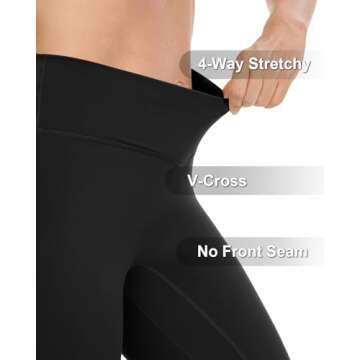 UEU V Cross High Waisted Leggings for Women, Yoga Pants