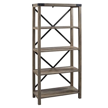 Walker Edison Urban Industrial Bookshelf in Grey Wash