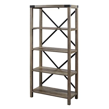 Walker Edison Urban Industrial Bookshelf in Grey Wash