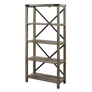 Walker Edison Urban Industrial Bookshelf in Grey Wash