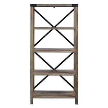 Walker Edison Urban Industrial Bookshelf in Grey Wash