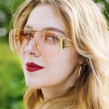 ADE WU Designer Aviator Sunglasses Womens Mens Trendy Oversized Metal Rimless Frame Shades Lentes De...