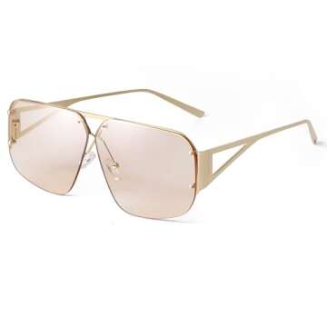 ADE WU Designer Aviator Sunglasses Womens Mens Trendy Oversized Metal Rimless Frame Shades Lentes De Sol Para Mujer Brown