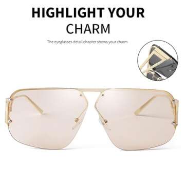 ADE WU Designer Aviator Sunglasses Womens Mens Trendy Oversized Metal Rimless Frame Shades Lentes De Sol Para Mujer Brown