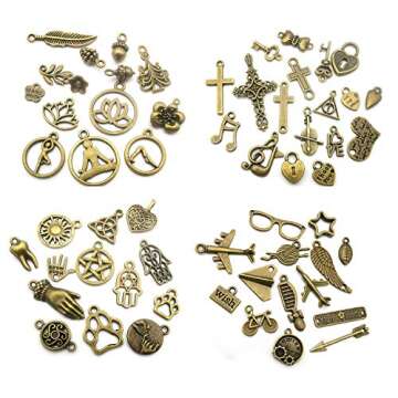 100pcs Bulk Lots Mini Antique Bronze Charms for Jewelry Making Supplies DIY Craft Material Accessori...