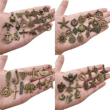 100pcs Bulk Lots Mini Antique Bronze Charms for Jewelry Making Supplies DIY Craft Material Accessories Bracelet Earring Charms Wholesale (HK421)