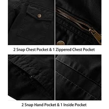 WenVen Men's Casual Cotton Military Jacket - Stylish & Durable