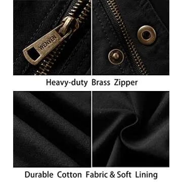 WenVen Men's Casual Cotton Military Jacket - Stylish & Durable