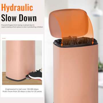 FDW Kitchen Trash Can with Lid for Office Bedroom Bathroom Step Trash Bin Fingerprint-Proof Brushed ...