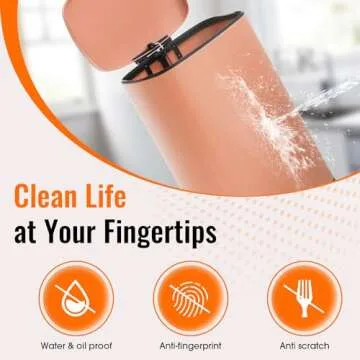 FDW Kitchen Trash Can with Lid for Office Bedroom Bathroom Step Trash Bin Fingerprint-Proof Brushed Stainless Steel Garbage Can 13 Gallon / 50 Liter, Pink