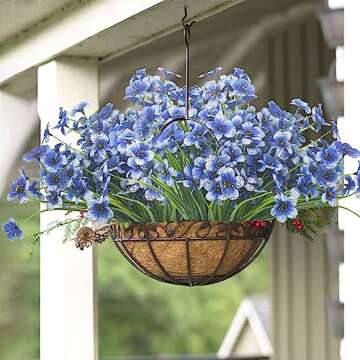 Grunyia 20 Bundles Artificial Flowers, Outdoor Indoor UV Resistant Fake Flowers No Fade Faux Plastic Plants Garden Porch Window Box Decoration