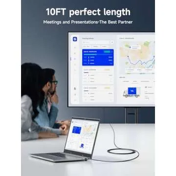 JSAUX USB C to HDMI Cable 10ft | 4K@60Hz | USB 3.1 Type C to HDMI 2.0 Cord for Home Office, (Thunderbolt 3/4 Compatible) with iPhone 16 Pro Max, MacBook Pro/Air, Galaxy S8 to S24, iPad Pro, iMac-Black