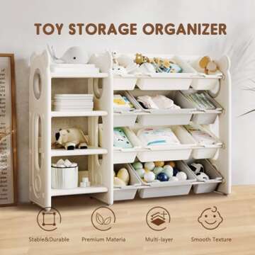 CHORBEYCH Kids Toy Storage Organizer Toy Organizers Storage Bins with 12 Toy Storage Bins -Experience Easy Storage Toy Storage Organizer for Living Room