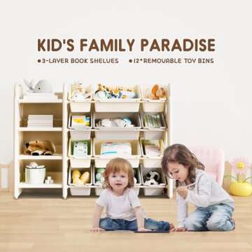 CHORBEYCH Kids Toy Storage Organizer Toy Organizers Storage Bins with 12 Toy Storage Bins -Experience Easy Storage Toy Storage Organizer for Living Room