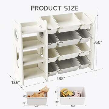CHORBEYCH Kids Toy Storage Organizer Toy Organizers Storage Bins with 12 Toy Storage Bins -Experience Easy Storage Toy Storage Organizer for Living Room