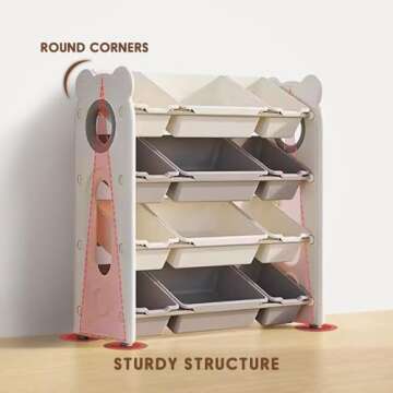 CHORBEYCH Kids Toy Storage Organizer Toy Organizers Storage Bins with 12 Toy Storage Bins -Experience Easy Storage Toy Storage Organizer for Living Room