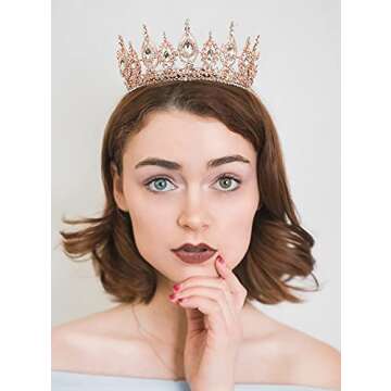 SWEETV Royal Queen Crown, Wedding Tiara for Bride, Rhinestone Tiaras and Crowns for Women, Costume H...