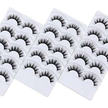 Wleec Beauty Dramatic False Eyelashes Handmade Long Fake Lashes Pack F27/L (15 Pairs/3 Pack)