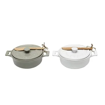 Creative Co-Op Brie Bakers Set with Lids & Spreaders
