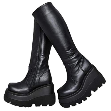CELNEPHO Womens Stylish High Platform Combat Boots