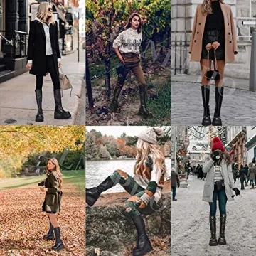 CELNEPHO Womens Stylish High Platform Combat Boots