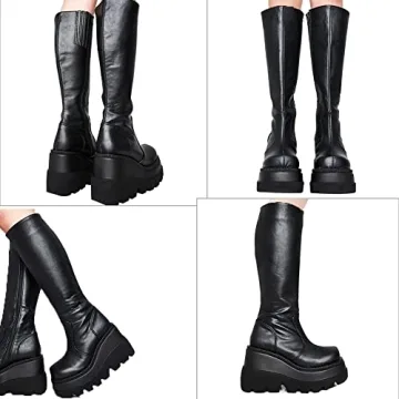 CELNEPHO Womens Stylish High Platform Combat Boots